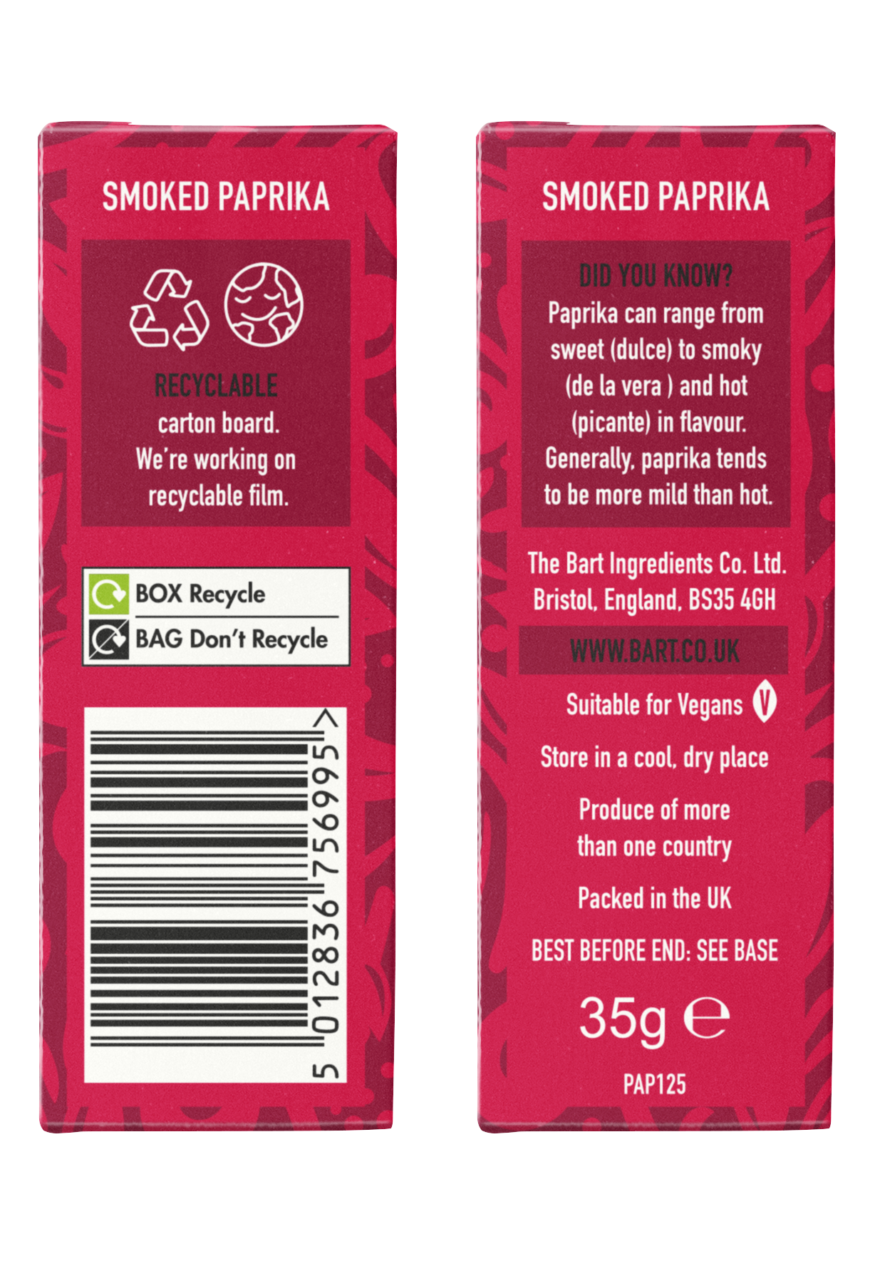 Smoked Paprika Carton Bart Ingredients